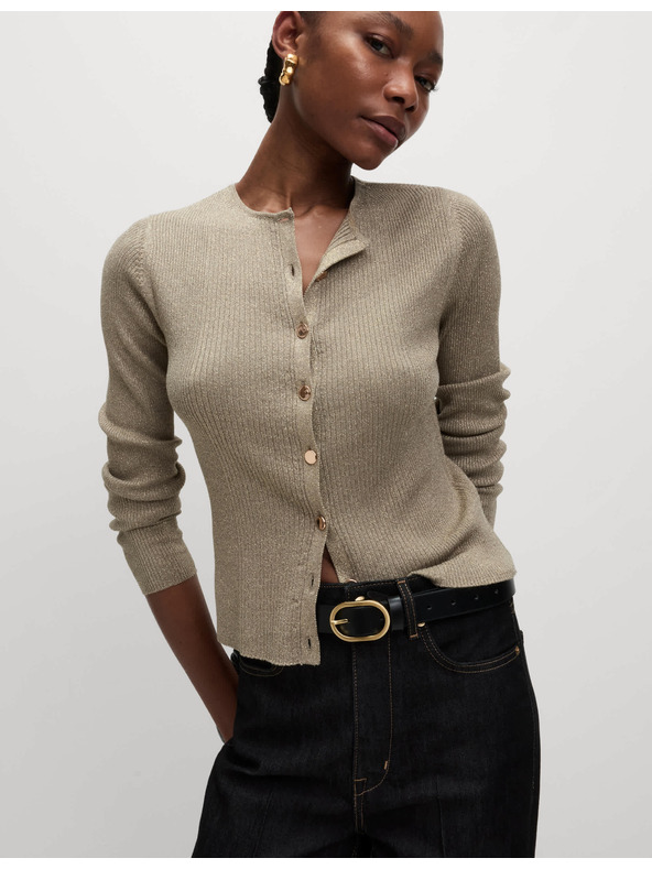 Marks & Spencer Metalický kardigán úzkeho strihu so standing golierom Marks & Spencer hnedá
