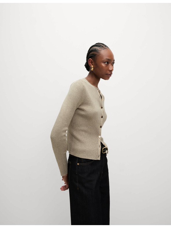 Marks & Spencer Metalický kardigán úzkeho strihu so standing golierom Marks & Spencer hnedá