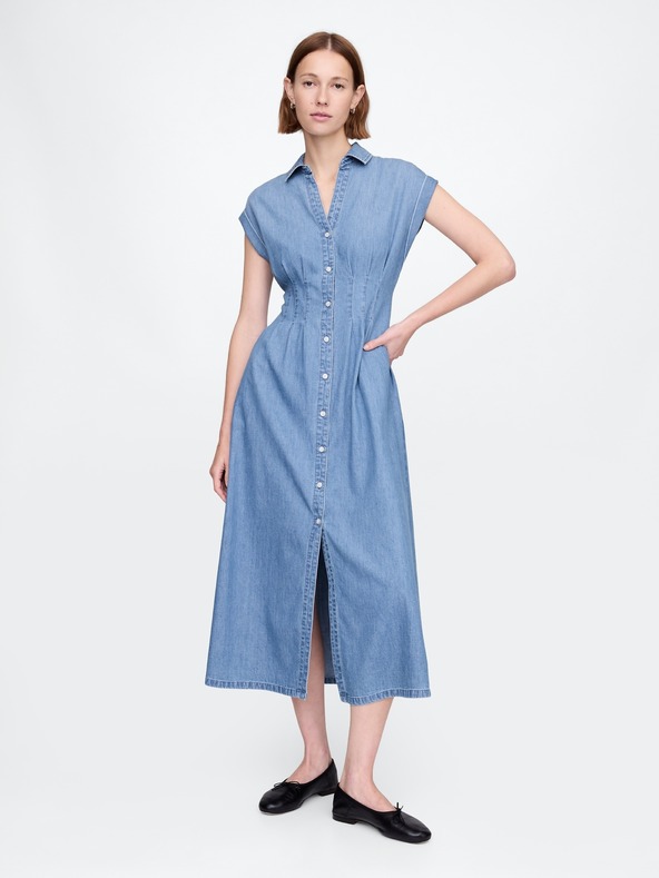 GAP Džins srajčna obleka maxi Americana GAP