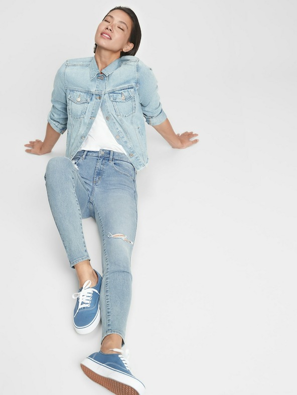 GAP Džínsy distressed universal jeggings so stredným pásom GAP