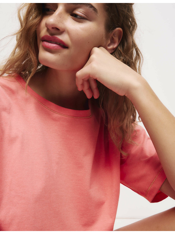 Marks & Spencer Kratka obleka z visokim deležem bombaža in potiskom Marks & Spencer oranžna