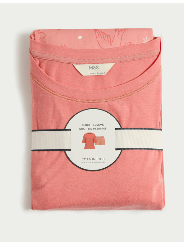 Marks & Spencer Kratka obleka z visokim deležem bombaža in potiskom Marks & Spencer oranžna