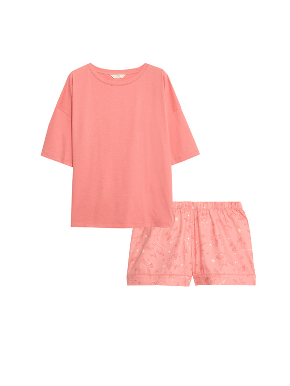 Marks & Spencer Kratka obleka z visokim deležem bombaža in potiskom Marks & Spencer oranžna