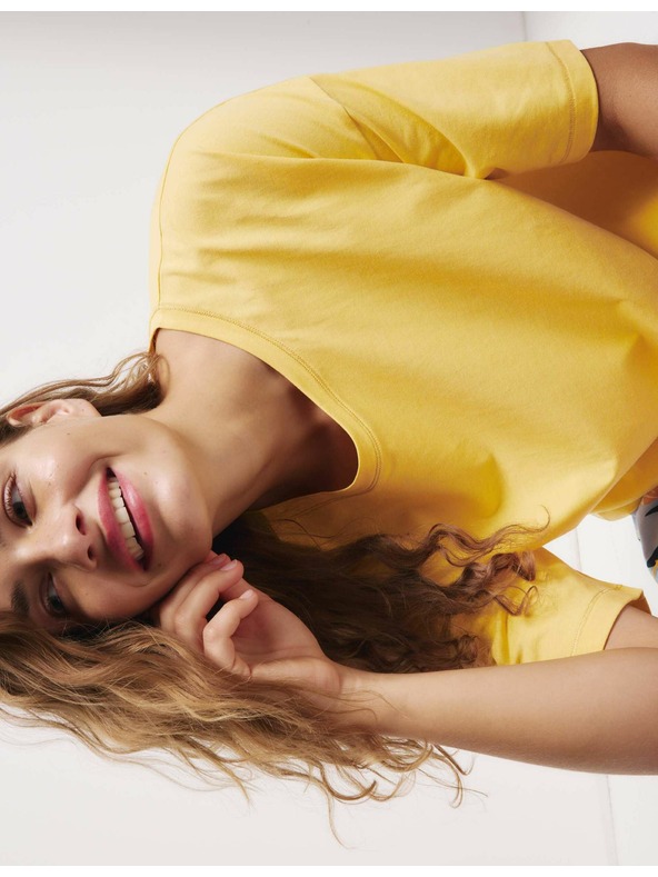 Marks & Spencer Kratka obleka z visokim deležem bombaža in potiskom Marks & Spencer oranžna