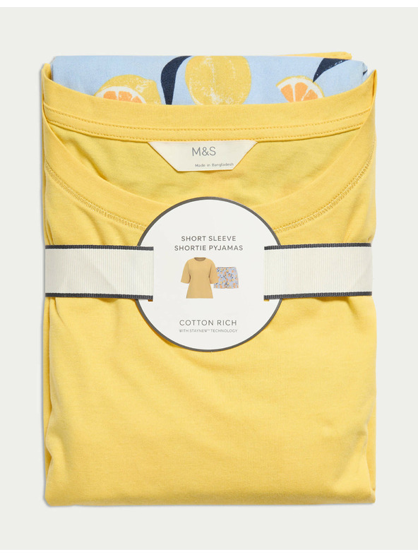 Marks & Spencer Kratka obleka z visokim deležem bombaža in potiskom Marks & Spencer oranžna