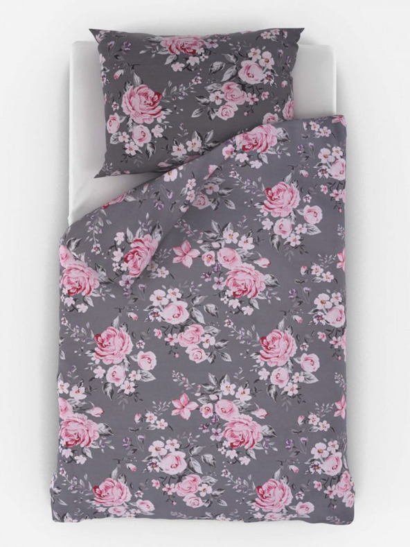 Kvalitex Podaljšano bombažno posteljno perilo Provence Collection 140x220, 70x90cm Beatrice siva Kvalitex