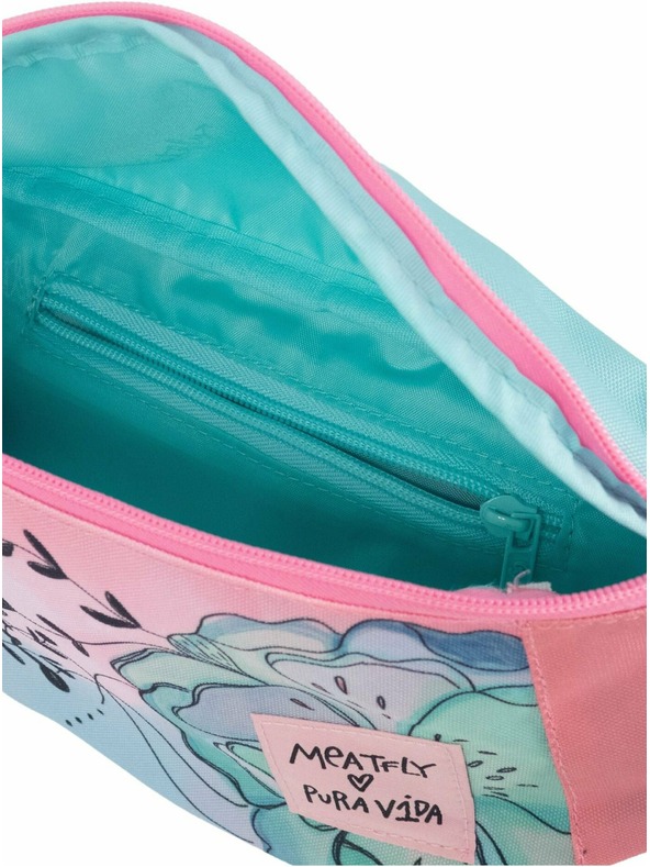 Meatfly Meatfly ledvena torbica X Pura Vida Taya Mint Flowers | Modra | Prostornina 2,5 L