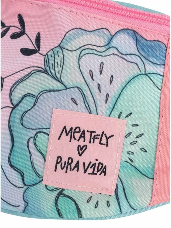 Meatfly Meatfly ledvena torbica X Pura Vida Taya Mint Flowers | Modra | Prostornina 2,5 L