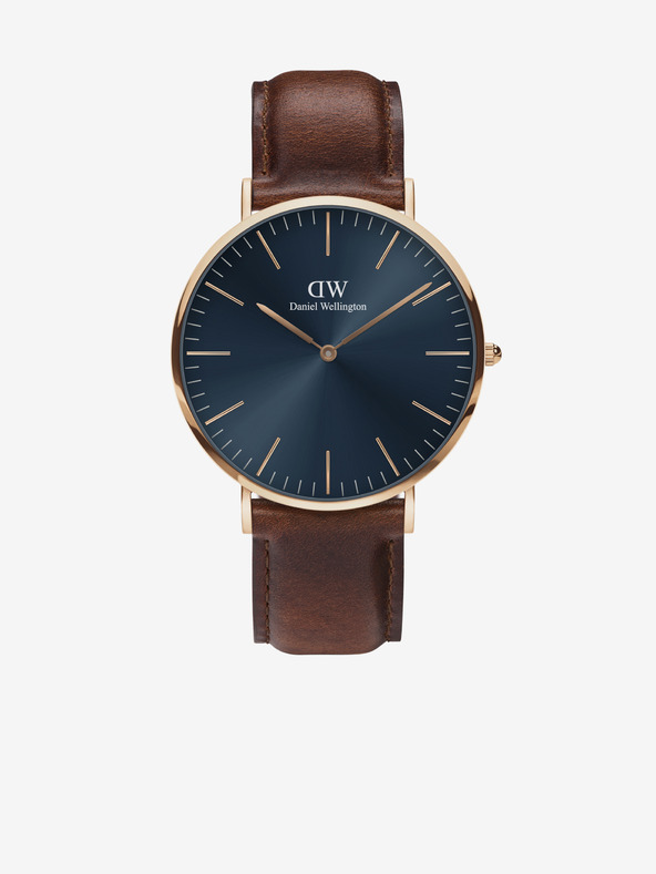 Daniel Wellington Temno rjava moška usnjena ura Daniel Wellington CLASSIC