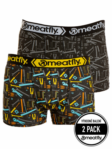 Meatfly Meatfly moške boksarice Balboa Boxershorts Double Pack Tools | Črna | Velikost