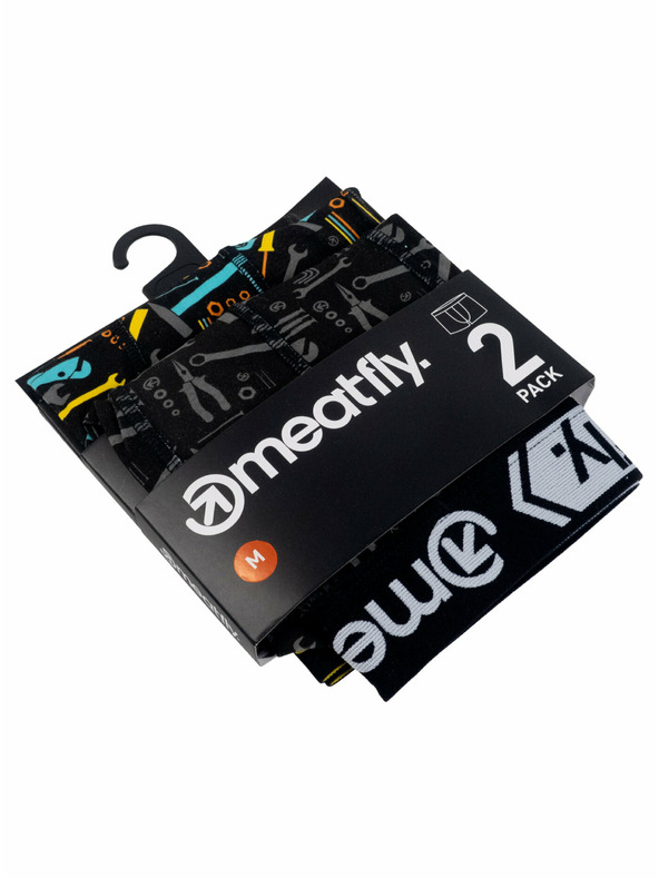 Meatfly Meatfly moške boksarice Balboa Boxershorts Double Pack Tools | Črna | Velikost