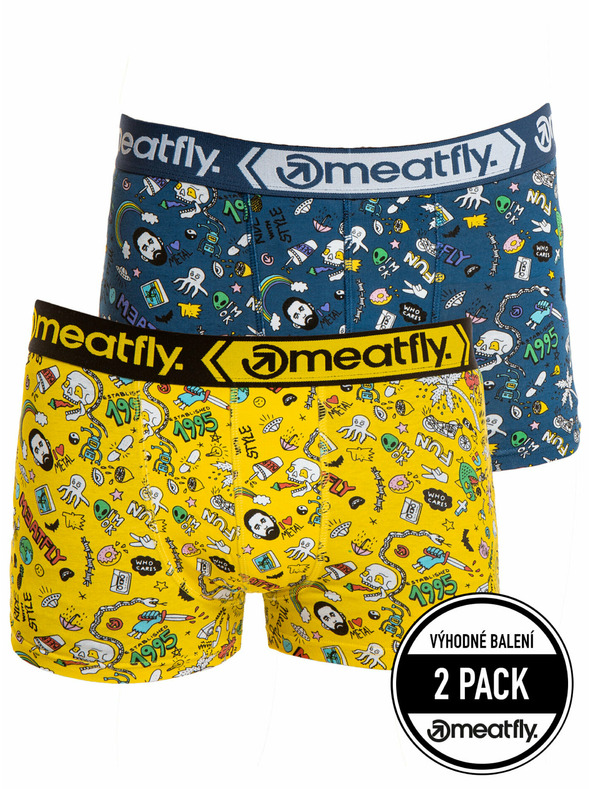 Meatfly Meatfly moške boksarice Balboa Boxershorts Double Pack Jamm | Rumena | Velikost