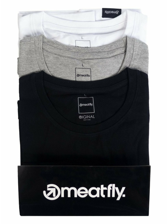 Meatfly Meatfly paket moških majic MF Logo Multipack Black/Grey Heather/White | Črna | Velikost