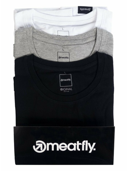 Meatfly Meatfly paket moških majic MF Logo Multipack Black/Grey Heather/White | Črna | Velikost