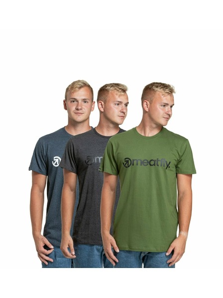 Meatfly Meatfly komplet moških majic MF Logo Multipack Charcoal Heather/Olive/Navy Heather | Siva