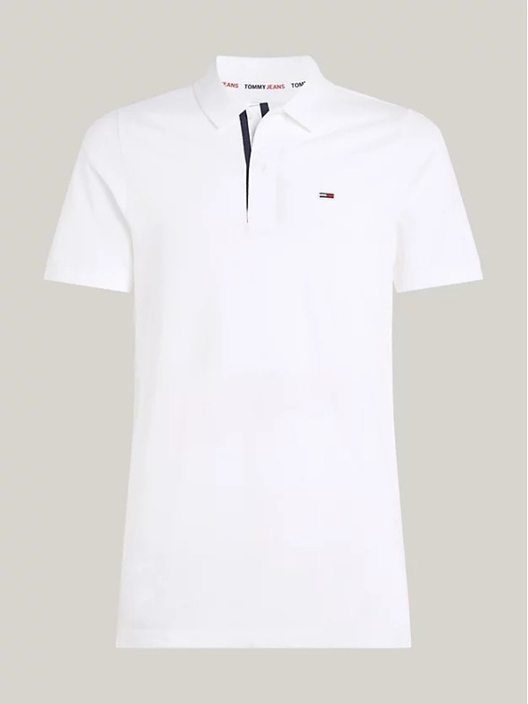 Tommy Jeans Moška bela polo majica Tommy Jeans Pure Organic Slim Fit Polo YBR White