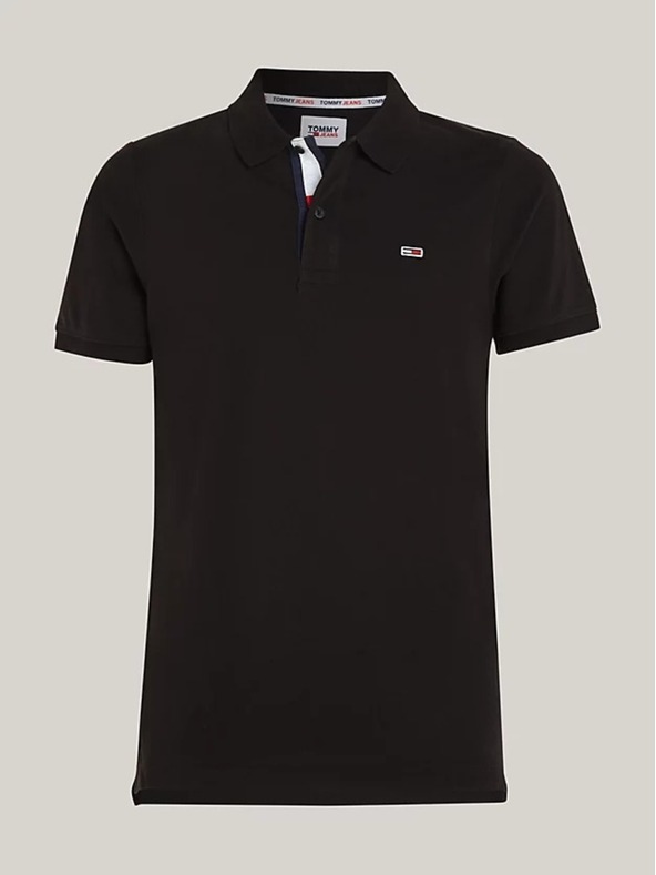 Tommy Jeans Moška črna polo majica Tommy Jeans Pure Organic Slim Fit Polo BDS Black