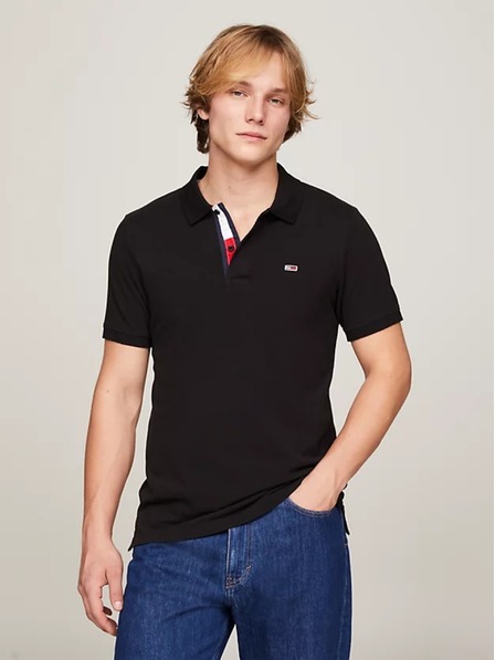 Tommy Jeans Moška črna polo majica Tommy Jeans Pure Organic Slim Fit Polo BDS Black