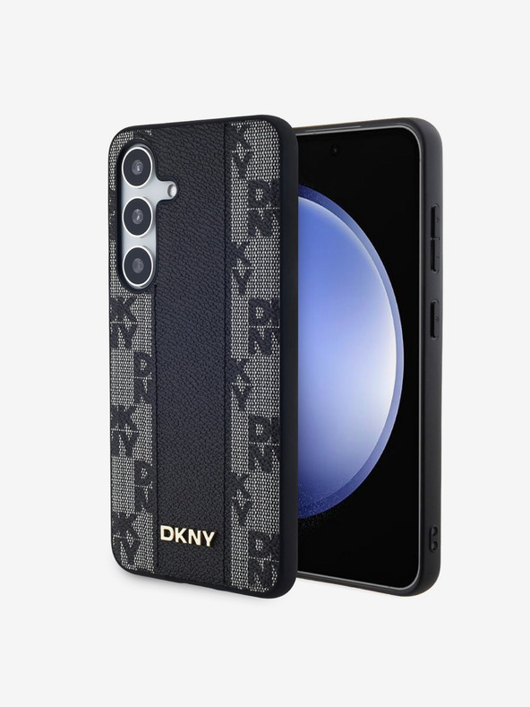 DKNY DKNY PU Usnjeni kariran vzorec Magsafe Zadnji ovitek za Samsung Galaxy S24+ Black