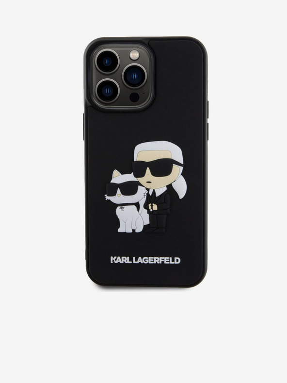 Karl Lagerfeld Karl Lagerfeld 3D Rubber Karl and Choupette Zadnji ovitek za iPhone 14 Pro Max Black