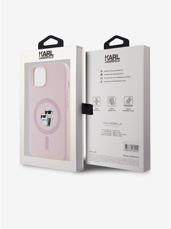 Karl Lagerfeld Zadnji ovitek za iPhone 14 Karl Lagerfeld Liquid Silicone Karl and Choupette Magsafe