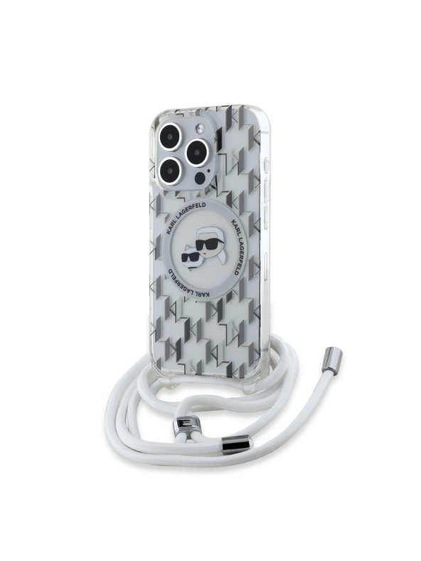 Karl Lagerfeld Karl Lagerfeld IML Monogram Crossbody K&CH Heads MagSafe Zadnji ovitek za iPhone 15 Pro Max Transparent