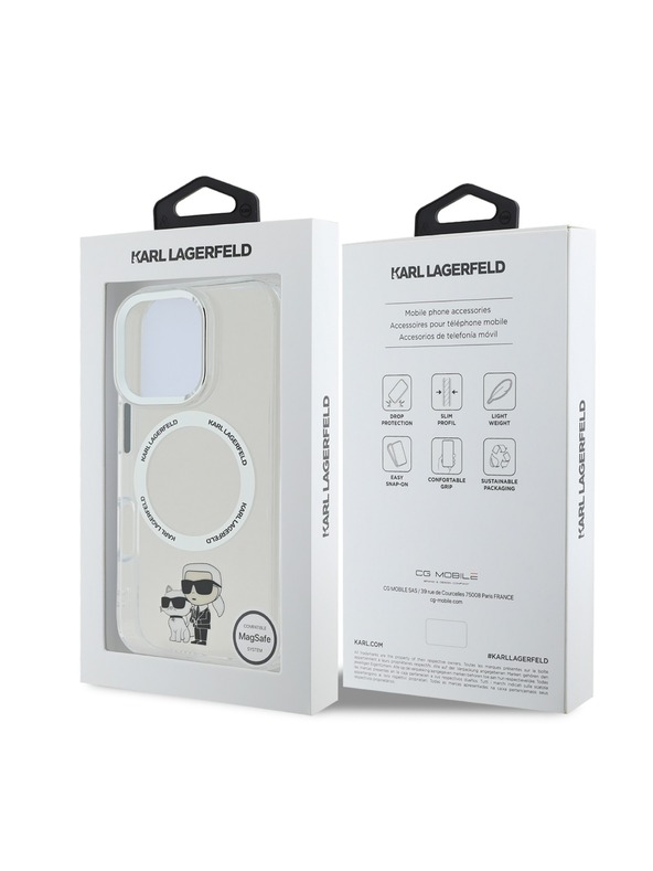 Karl Lagerfeld Karl Lagerfeld IML Karl and Choupette MagSafe Zadnji ovitek za iPhone 16 Pro Max Transparent