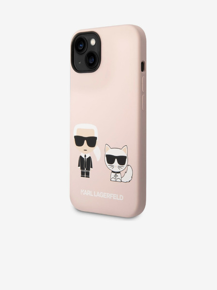 Karl Lagerfeld Karl Lagerfeld and Choupette Liquid Silicone Zadnji ovitek za iPhone 14 Plus Pink