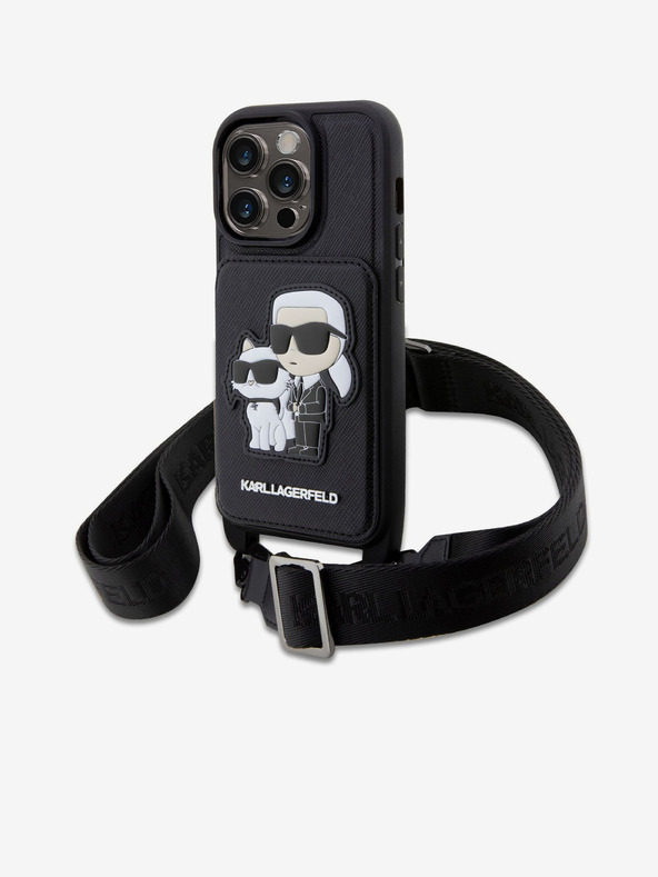 Karl Lagerfeld Karl Lagerfeld Saffiano Crossbody Trak Karl and Choupette NFT Ovitek za iPhone 14 Pro Black