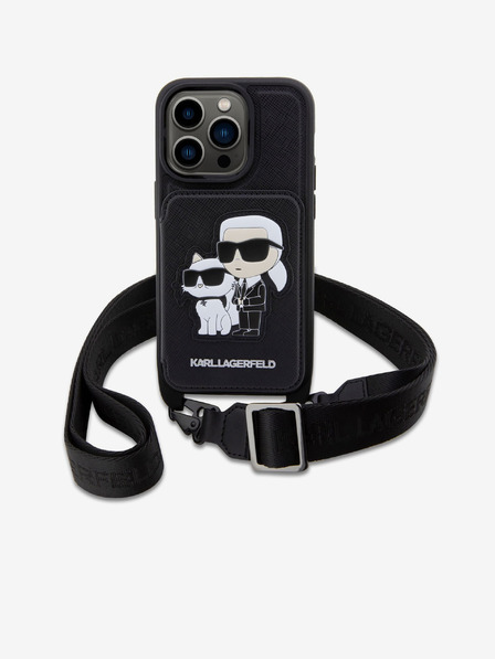 Karl Lagerfeld Karl Lagerfeld Saffiano Crossbody Trak Karl and Choupette NFT Ovitek za iPhone 14 Pro Black