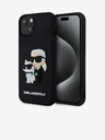 Karl Lagerfeld Karl Lagerfeld 3D Gumijasti Karl and Choupette Zadnji pokrov za iPhone 15 Black