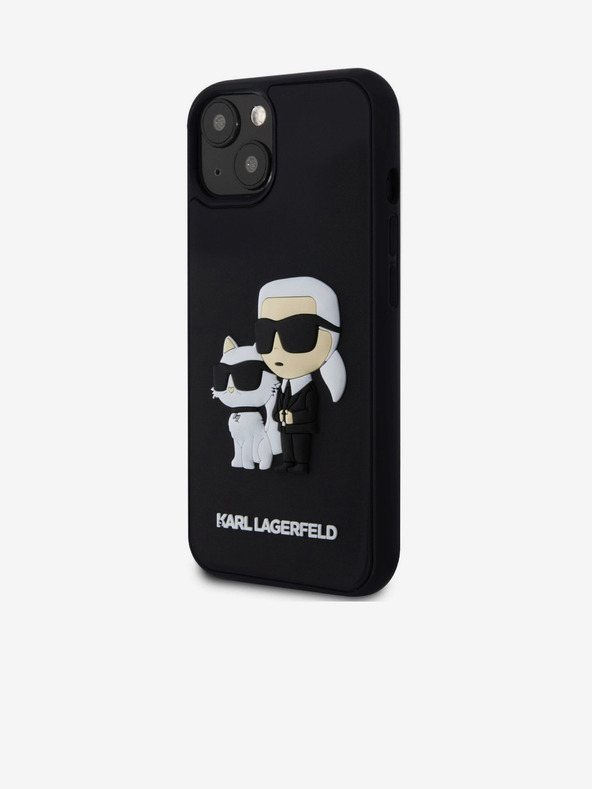 Karl Lagerfeld Karl Lagerfeld 3D Gumijasti Karl and Choupette Zadnji pokrov za iPhone 15 Black
