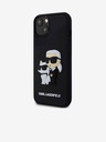 Karl Lagerfeld Karl Lagerfeld 3D Gumijasti Karl and Choupette Zadnji pokrov za iPhone 15 Black