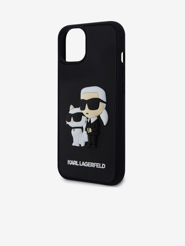 Karl Lagerfeld Karl Lagerfeld 3D Gumijasti Karl and Choupette Zadnji pokrov za iPhone 15 Black