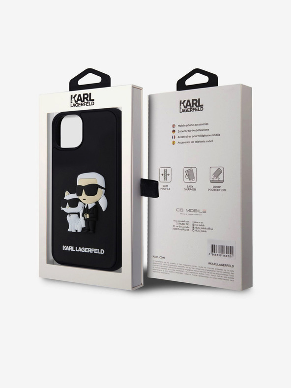 Karl Lagerfeld Karl Lagerfeld 3D Gumijasti Karl and Choupette Zadnji pokrov za iPhone 15 Black
