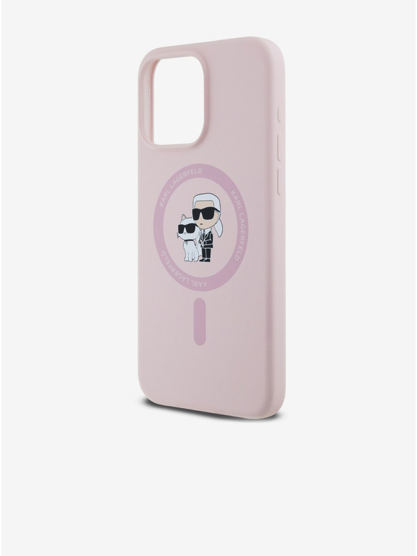 Karl Lagerfeld Zadnji pokrov za iPhone 14 Pro Karl Lagerfeld Tekoči silikonski Karl and Choupette Magsafe
