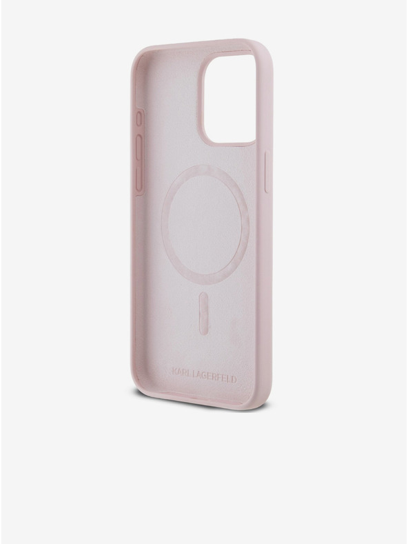 Karl Lagerfeld Zadnji pokrov za iPhone 14 Pro Karl Lagerfeld Tekoči silikonski Karl and Choupette Magsafe