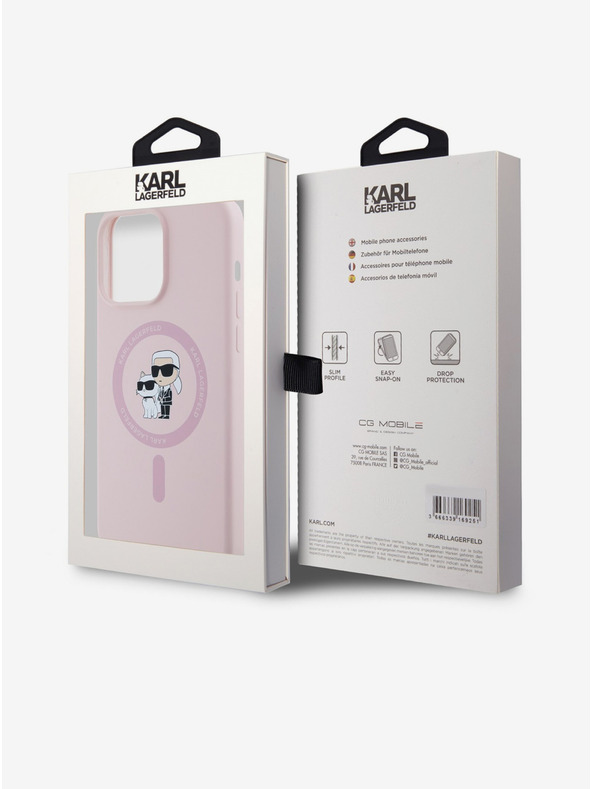 Karl Lagerfeld Zadnji pokrov za iPhone 14 Pro Karl Lagerfeld Tekoči silikonski Karl and Choupette Magsafe