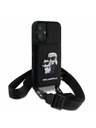 Karl Lagerfeld Karl Lagerfeld Saffiano Crossbody Trak Karl and Choupette Pokrov za iPhone 16 Black