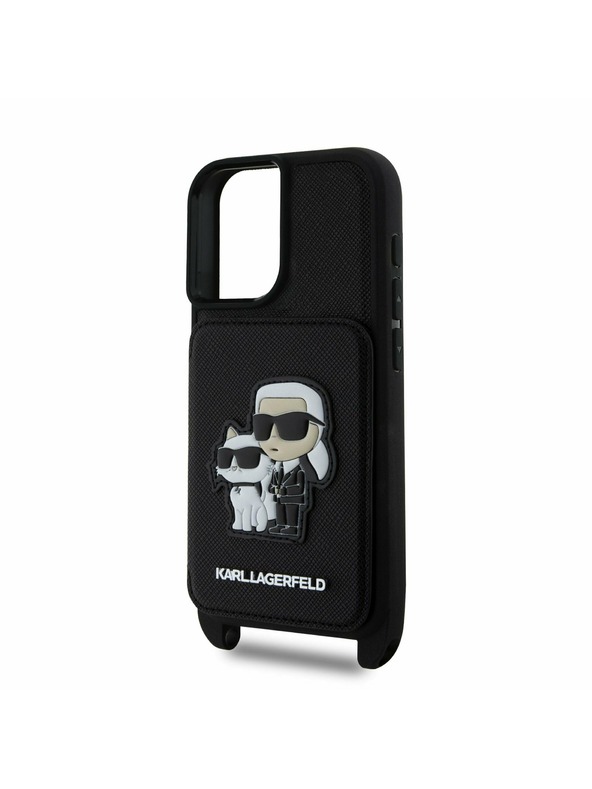 Karl Lagerfeld Karl Lagerfeld Saffiano Crossbody Trak Karl and Choupette Pokrov za iPhone 16 Black