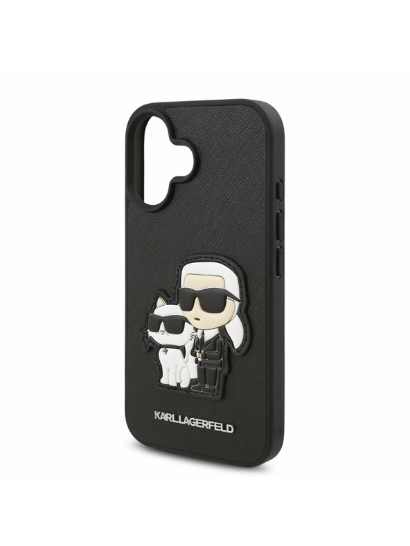 Karl Lagerfeld Karl Lagerfeld PU Saffiano Karl and Choupette Zadnji pokrov za iPhone 16 Plus Black