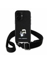 Karl Lagerfeld Karl Lagerfeld Saffiano Crossbody Trak Metal Karl and Choupette Zadnji pokrov za iPhone 16 Black