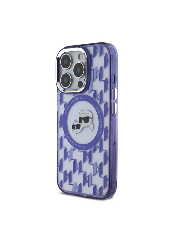 Karl Lagerfeld Karl Lagerfeld IML Monogram K&CH Heads MagSafe Zadnji pokrov za iPhone 16 Pro Max Purple
