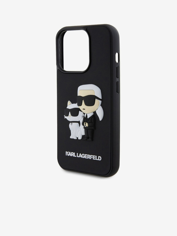 Karl Lagerfeld Karl Lagerfeld 3D Gumijasti Karl and Choupette Zadnji pokrov za iPhone 15 Pro Black