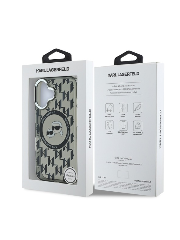 Karl Lagerfeld Karl Lagerfeld IML Monogram K&CH Heads MagSafe Zadnji pokrov za iPhone 16 Black