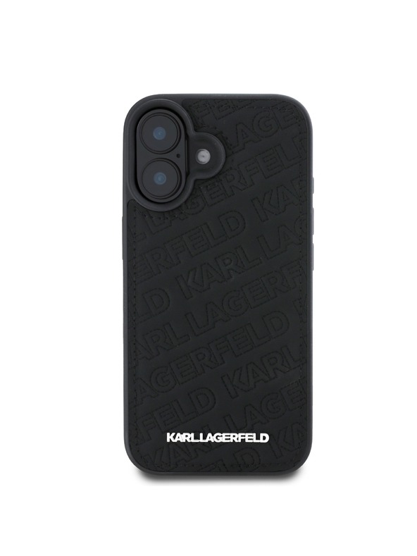 Karl Lagerfeld Karl Lagerfeld PU Prešit vzorec Zadnji pokrov za iPhone 16 Black