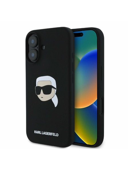 Karl Lagerfeld Karl Lagerfeld Tekoči silikonski Karl Head MagSafe Zadnji pokrov za iPhone 16 Black