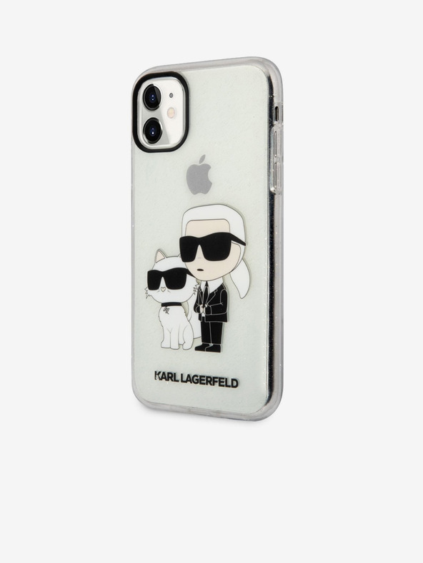 Karl Lagerfeld IML Bleščeči Karl and Choupette NFT Zadnji pokrov za iPhone 11 Transparent Karl Lagerfeld