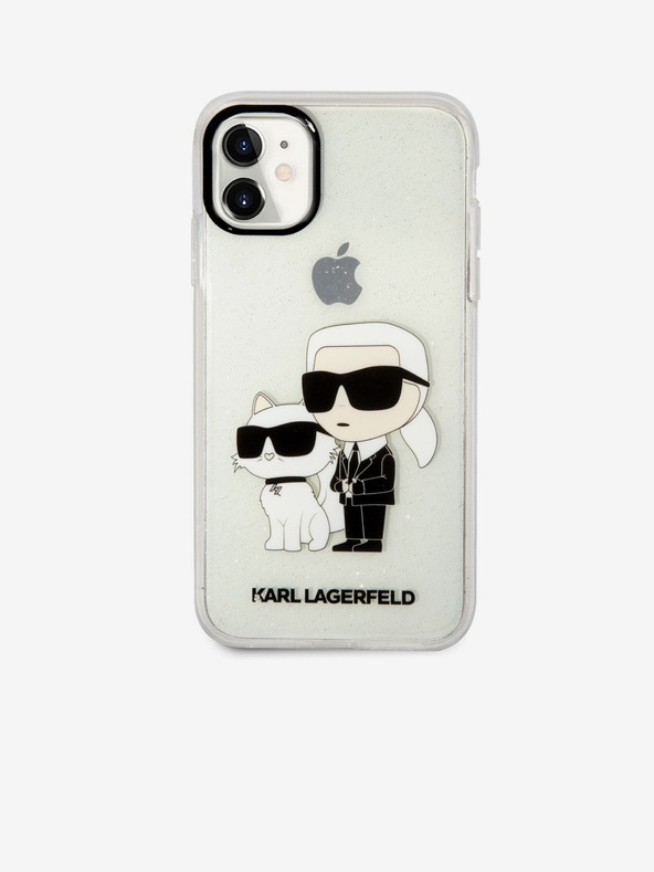 Karl Lagerfeld IML Bleščeči Karl and Choupette NFT Zadnji pokrov za iPhone 11 Transparent Karl Lagerfeld