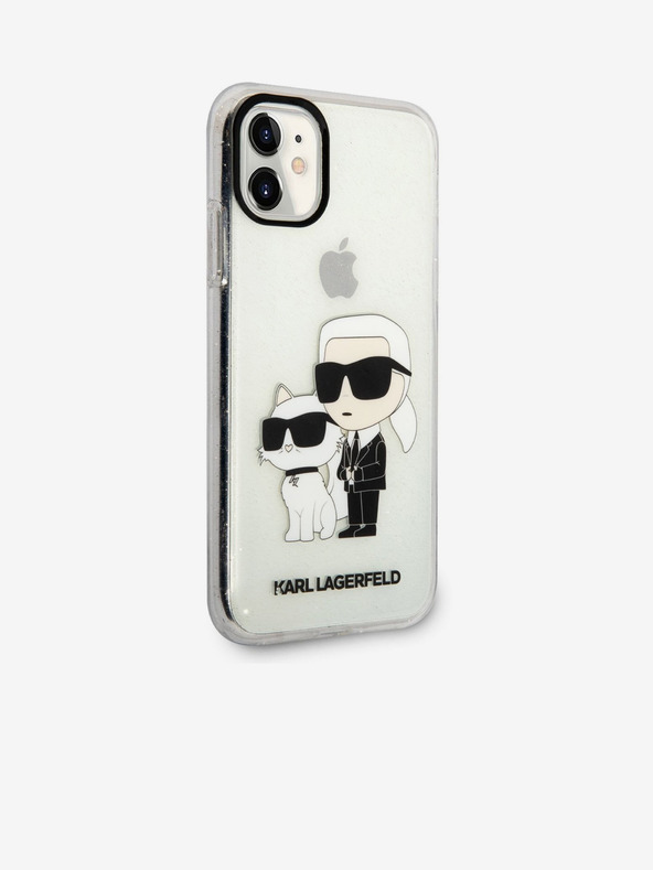 Karl Lagerfeld IML Bleščeči Karl and Choupette NFT Zadnji pokrov za iPhone 11 Transparent Karl Lagerfeld